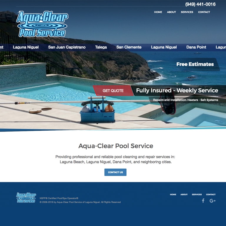 AquaClear Pool Service home page