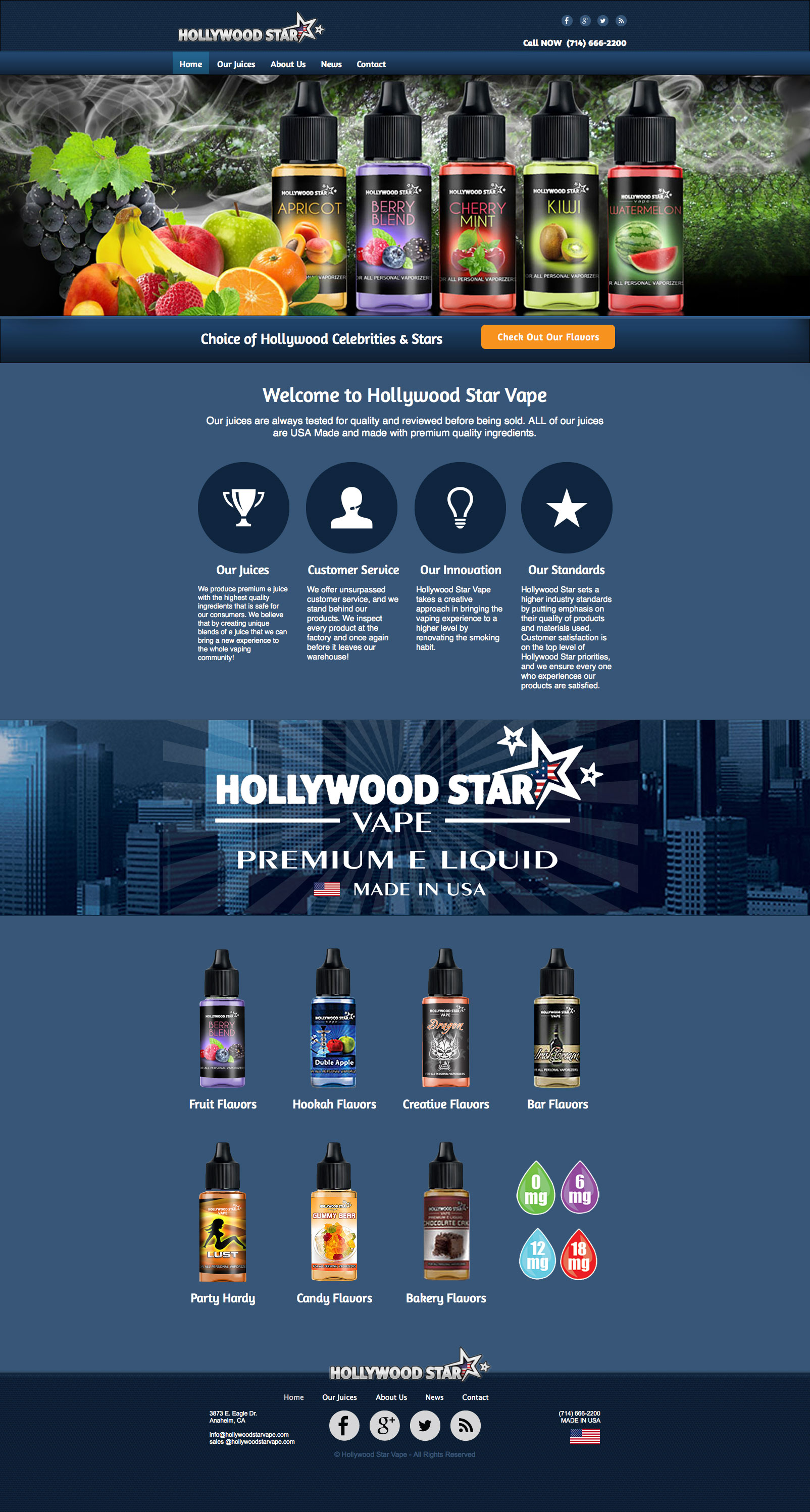 Hollywood Star Vape home page