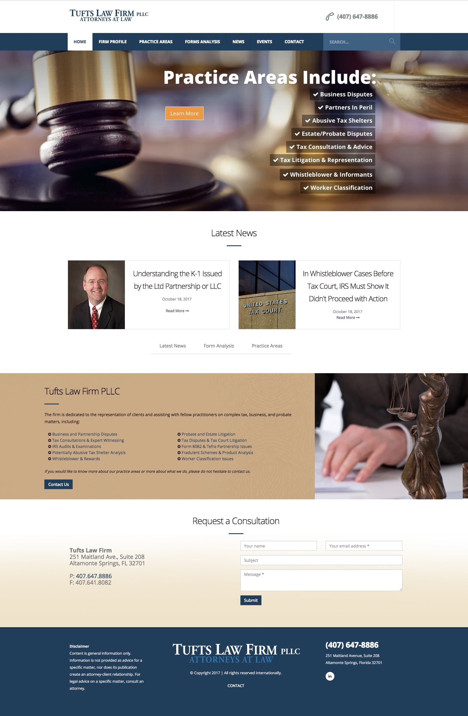Tufts Law Firm home page